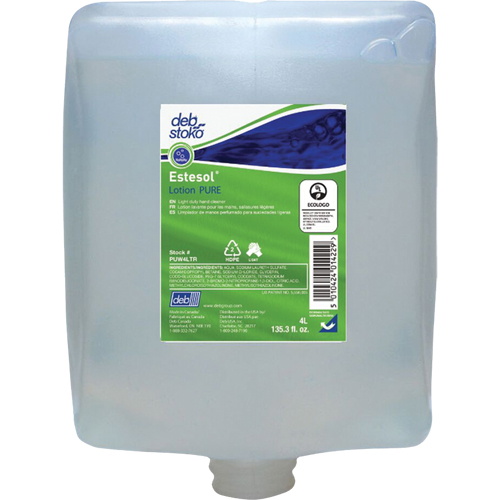 Savon pour les mains, les cheveux et le corps Estesol PURE, Cr&egrave;me, 4 L, Recharge, Fraîcheur Mukwa Safety Services