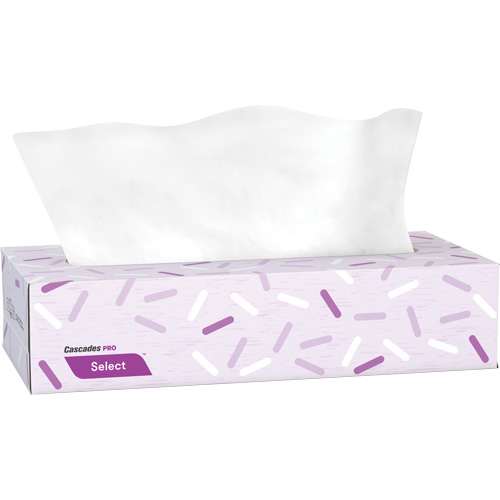 Pro Select Facial Tissue, 2 Ply, 7.3" L x 8.1" W, 100 Sheets/Box Mukwa Safety Services