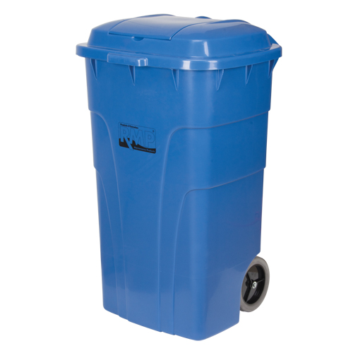 Roll Out Recycling Bin, Curbside, Polyethylene, 65 US gal. Mukwa Safety Services