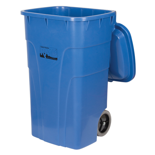 Roll Out Recycling Bin, Curbside, Polyethylene, 65 US gal. Mukwa Safety Services