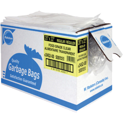 Food-Grade Garbage Bags, X-Strong, 35" W x 50" L, 0.92 mils, Clear Mukwa Safety Services