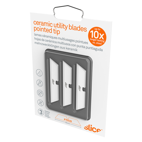 Slice Pointed-Tip Ceramic Utility Knife Blades, Single Style Mukwa Safety Services