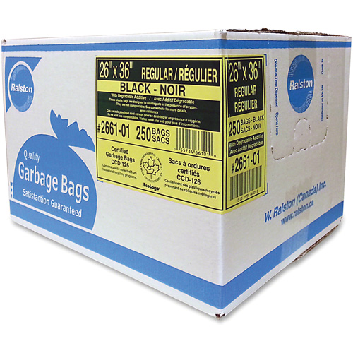 Sacs &agrave; d&eacute;chets de calibre industriel, R&eacute;gulier, 36" la x 26" lo, 0,65 mils, Noir Mukwa Safety Services