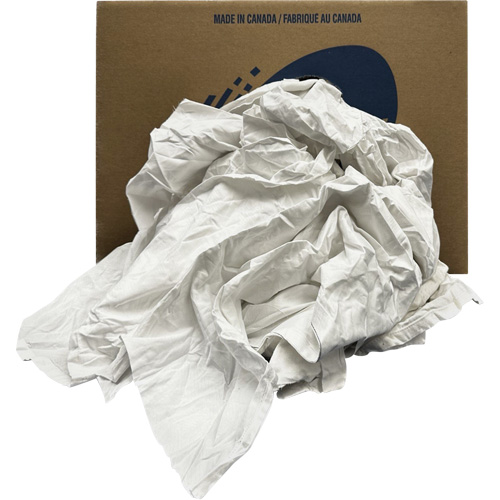 Chiffons recycl&eacute;s, Coton, Blanc, 20 lb Mukwa Safety Services
