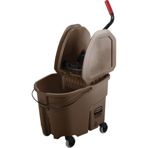 Ensemble de seau pour vadrouille et essoreuse WaveBrake, Pression vers le bas, 8,75 gal. US (35 pintes), Brun Mukwa Safety Services