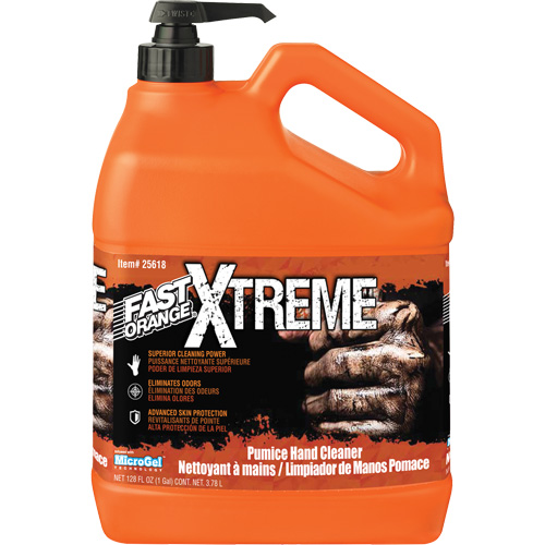 Nettoyant professionnel pour les mains Xtreme, Pierre ponce, 3,78 L, Bouteille &agrave; pompe, Orange Mukwa Safety Services