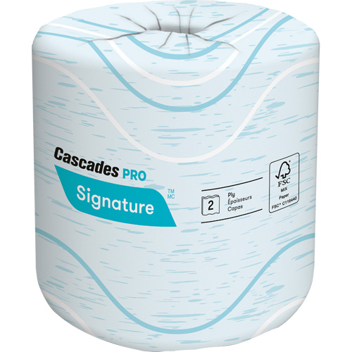 Pro Signature Toilet Paper, 2 Ply, 400 Sheets/Roll, 133' Length, White Mukwa Safety Services