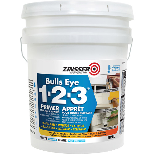 Appr&ecirc;t &agrave; base d'eau Bulls Eye 1-2-3, 18,9 L, Seau, Blanc Mukwa Safety Services
