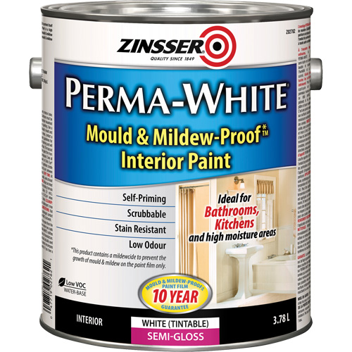 Peinture int&eacute;rieure Mold & Mildew-Proof Perma-White, 3,78 L, Gallon, Blanc Mukwa Safety Services