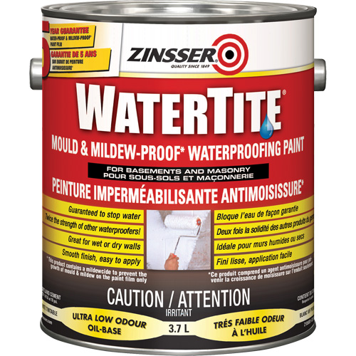 Peinture &agrave; l'&eacute;preuve de l'eau Watertite Mold & Mildew-Proof, Blanc, Satin&eacute;, 3,78 L, Gallon Mukwa Safety Services