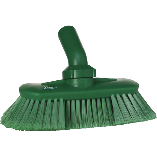 Brosse de lavage aliment&eacute;e en eau et &agrave; angle r&eacute;glable, Soies Doux, Longueur de 9-1/4", Vert Mukwa Safety Services