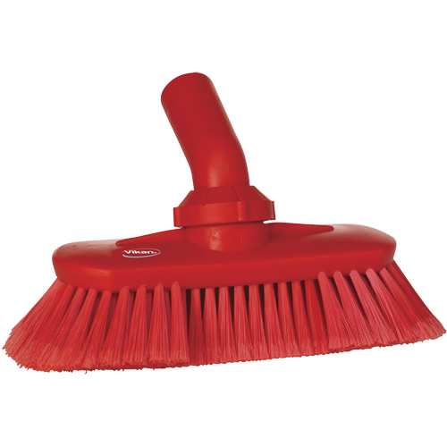 Brosse de lavage aliment&eacute;e en eau et &agrave; angle r&eacute;glable, Soies Doux, Longueur de 9-1/4", Rouge Mukwa Safety Services