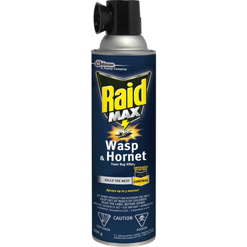 Mousse insecticide contre les gu&ecirc;pes et les frelons Raid Max, 500 g, Canette a&eacute;rosol, &agrave; base de solvant Mukwa Safety Services