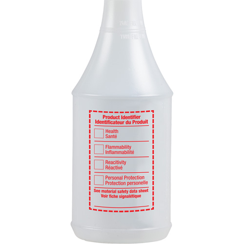 Round Spray Bottle with WHMIS Label, 24 oz. Mukwa Safety Services