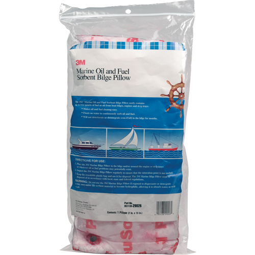 Marine Oil and Fuel Absorbent Bilge Pillow, Oil Only, 15" L x 7" W, 12.1 gal Absorbency/Pkg. Mukwa Safety Services