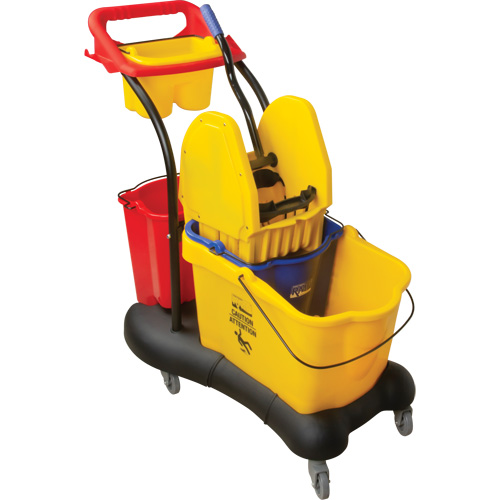 Chariot &agrave; vadrouille multifonction, Pression vers le bas, 9,5 gal. US (38 pintes), Jaune Mukwa Safety Services