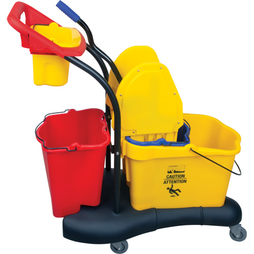 Chariot &agrave; vadrouille multifonction, Pression vers le bas, 9,5 gal. US (38 pintes), Jaune Mukwa Safety Services