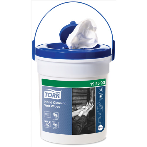 Hand Cleaning Wet Wipe Bucket, 58 Wipes, 10-3/5" x 10-3/5" Mukwa Safety Services