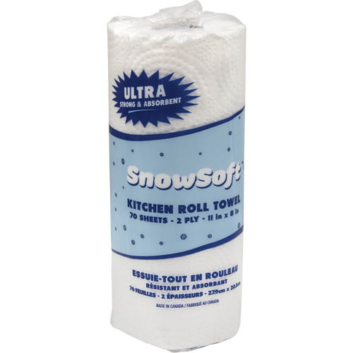 Essuie-tout pour cuisines de premi&egrave;re qualit&eacute; Snow Soft, 2 Pli, 70 Feuilles/rouleau, 8" la, 11" lo Mukwa Safety Services