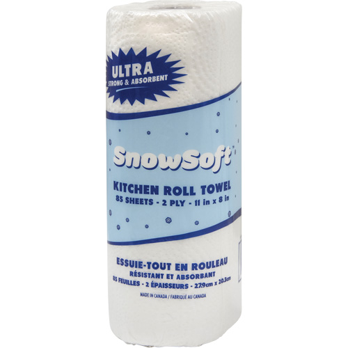Essuie-tout pour cuisines de premi&egrave;re qualit&eacute; Snow Soft, 2 Pli, 85 Feuilles/rouleau, 8" la, 11" lo Mukwa Safety Services