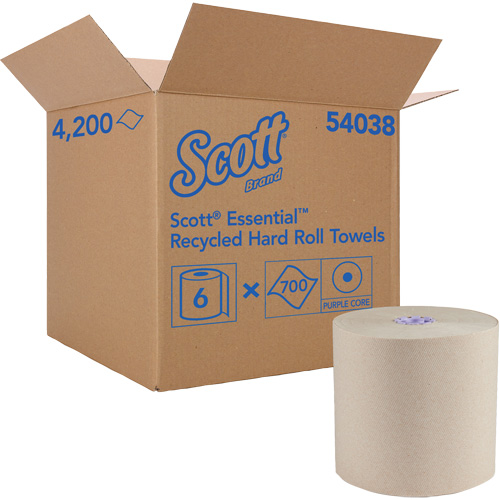 Essuie-mains bruns en fibres recycl&eacute;es &agrave; 100 % &agrave; enroulement serr&eacute; Essential, 1 pli, Standard, 700' lo Mukwa Safety Services