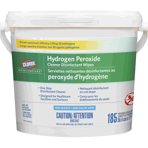 Lingettes d&eacute;sinfectantes et nettoyantes &agrave; base de peroxyde d'hydrog&egrave;ne Healthcare, 185 lingettes Mukwa Safety Services