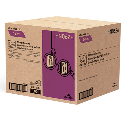 Pro Select&reg; 1/8 Fold Dinner Napkin, 2 Ply, 15" x 16" Mukwa Safety Services