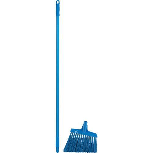Angle Broom Head with Handle, X-Coarse Bristles, 12", Polyester, Blue Mukwa Safety Services