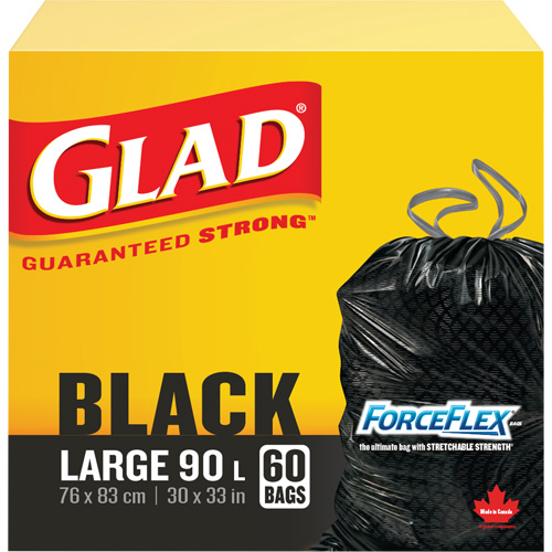 Sacs &agrave; ordures 90 L, R&eacute;gulier, 30" la x 33" lo, Noir Mukwa Safety Services