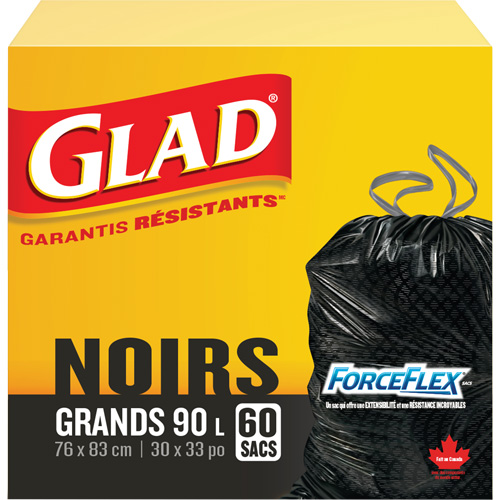 Sacs &agrave; ordures 90 L, R&eacute;gulier, 30" la x 33" lo, Noir Mukwa Safety Services
