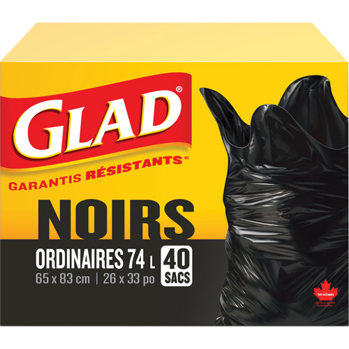 Sacs &agrave; ordures 74 L, R&eacute;gulier, 26" la x 33" lo, Noir Mukwa Safety Services