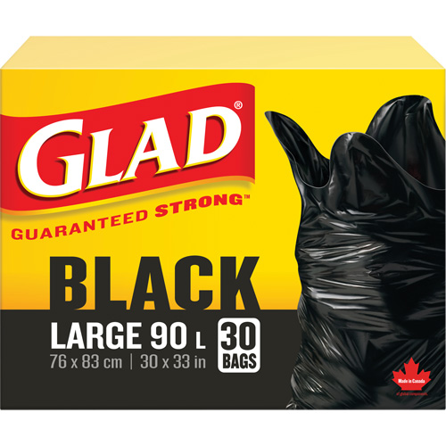Sacs &agrave; ordures 90 L, R&eacute;gulier, 30" la x 33" lo, Noir Mukwa Safety Services