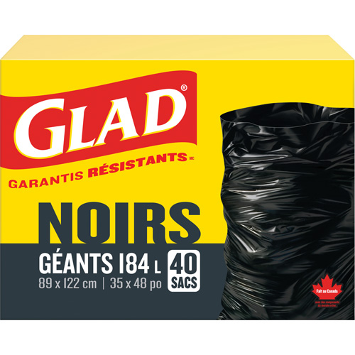 184L Garbage Bags, Regular, 35" W x 48" L, Black Mukwa Safety Services
