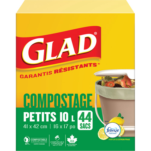 Petits sacs de compostage, R&eacute;gulier, 17" lo x 16" la, Brun, Capacit&eacute; de 10 L (3 gal.) Mukwa Safety Services