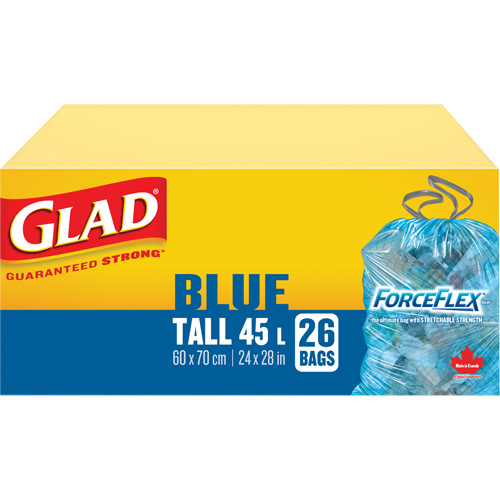 Sacs de recyclage 45 L, R&eacute;gulier, 24" la x 28" lo, Bleu Mukwa Safety Services