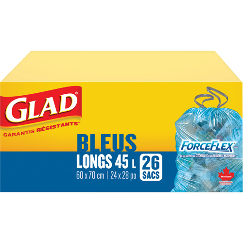 Sacs de recyclage 45 L, R&eacute;gulier, 24" la x 28" lo, Bleu Mukwa Safety Services