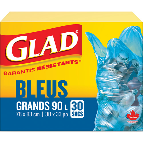 45L Recycling Bags, Regular, 30" W x 33" L, Blue Mukwa Safety Services