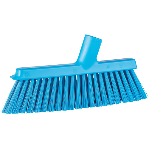 Dustpan Broom with Angled Thread, Medium Bristles, 10", Polyester, Blue Mukwa Safety Services