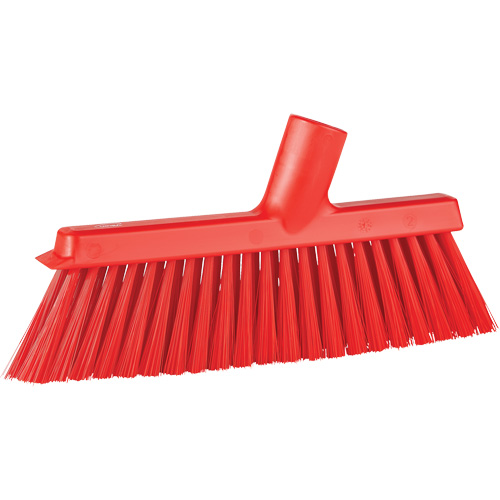 Dustpan Broom with Angled Thread, Medium Bristles, 10", Polyester, Red Mukwa Safety Services
