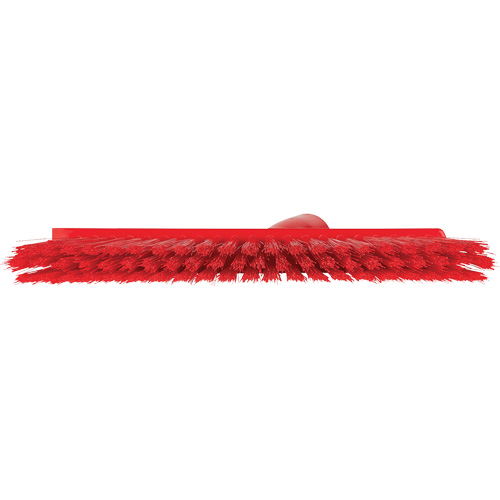 Dustpan Broom with Angled Thread, Medium Bristles, 10", Polyester, Red Mukwa Safety Services