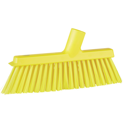 Dustpan Broom with Angled Thread, Medium Bristles, 10", Polyester, Yellow Mukwa Safety Services