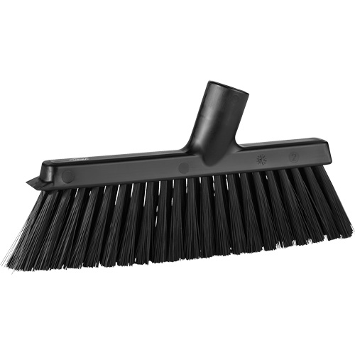 Dustpan Broom with Angled Thread, Medium Bristles, 10", Polyester, Black Mukwa Safety Services