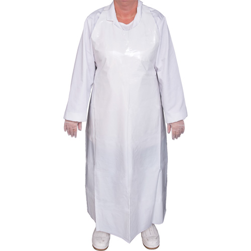 Top Dog 6 Mil. Apron, Polyurethane, 45" L x White Mukwa Safety Services