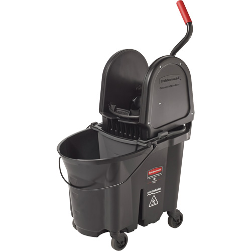 Seau et essoreuse Wavebrake, Pression vers le bas, 8,75 gal. US (35 pintes), Noir Mukwa Safety Services