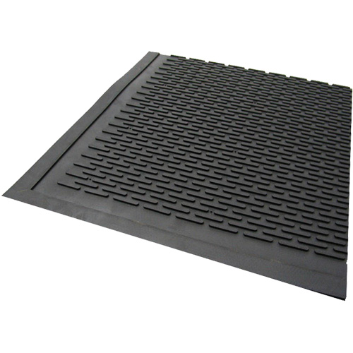 Tapis dext&eacute;rieur, Caoutchouc, Grattoir Type, Motif Plein, 3' x 5', Noir Mukwa Safety Services