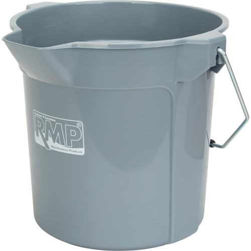 Seau rond avec bec verseur, Capacit&eacute; de 2,64 gal. US (10,57 pintes), Gris Mukwa Safety Services