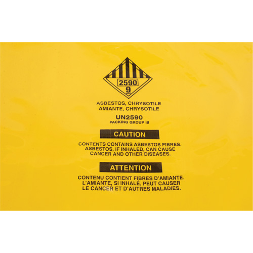 Doublures pour d&eacute;chets dangereux, Amiante, 40" lo x 35" la, 3 mils Mukwa Safety Services