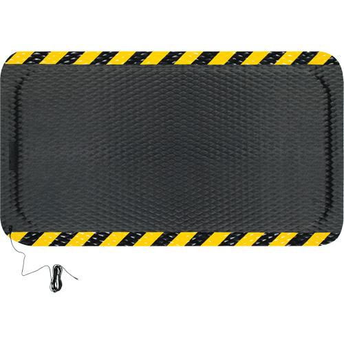 Ensemble de tapis conductible Hog Heaven Max, 3' la x 5' lo, 7/8" &eacute;paisseur, Noir/Jaune, Nitrile Mukwa Safety Services