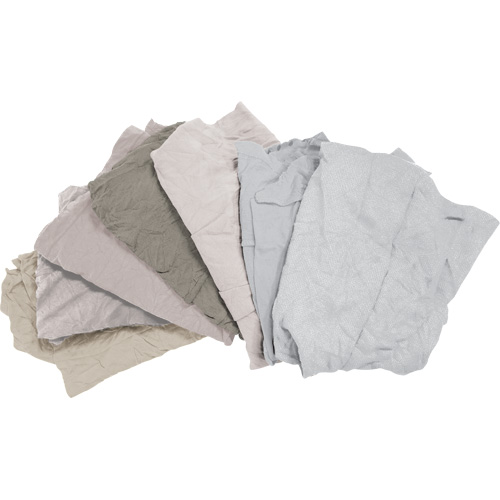 Recycled Material Wiping Rags, Cotton, White, 10 lbs. Mukwa Safety Services