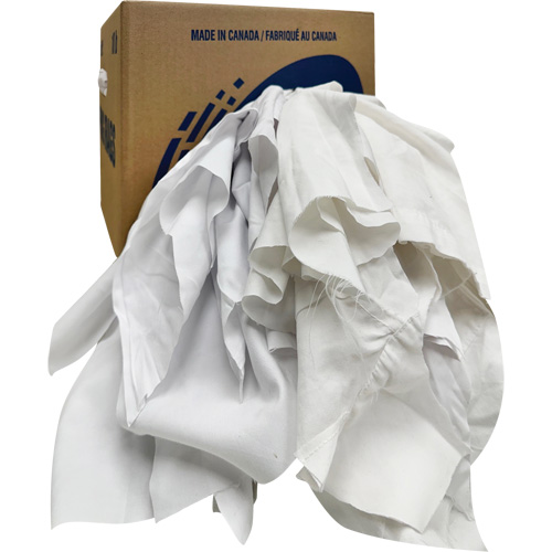 Chiffons recycl&eacute;s, Coton, Blanc, 10 lb Mukwa Safety Services
